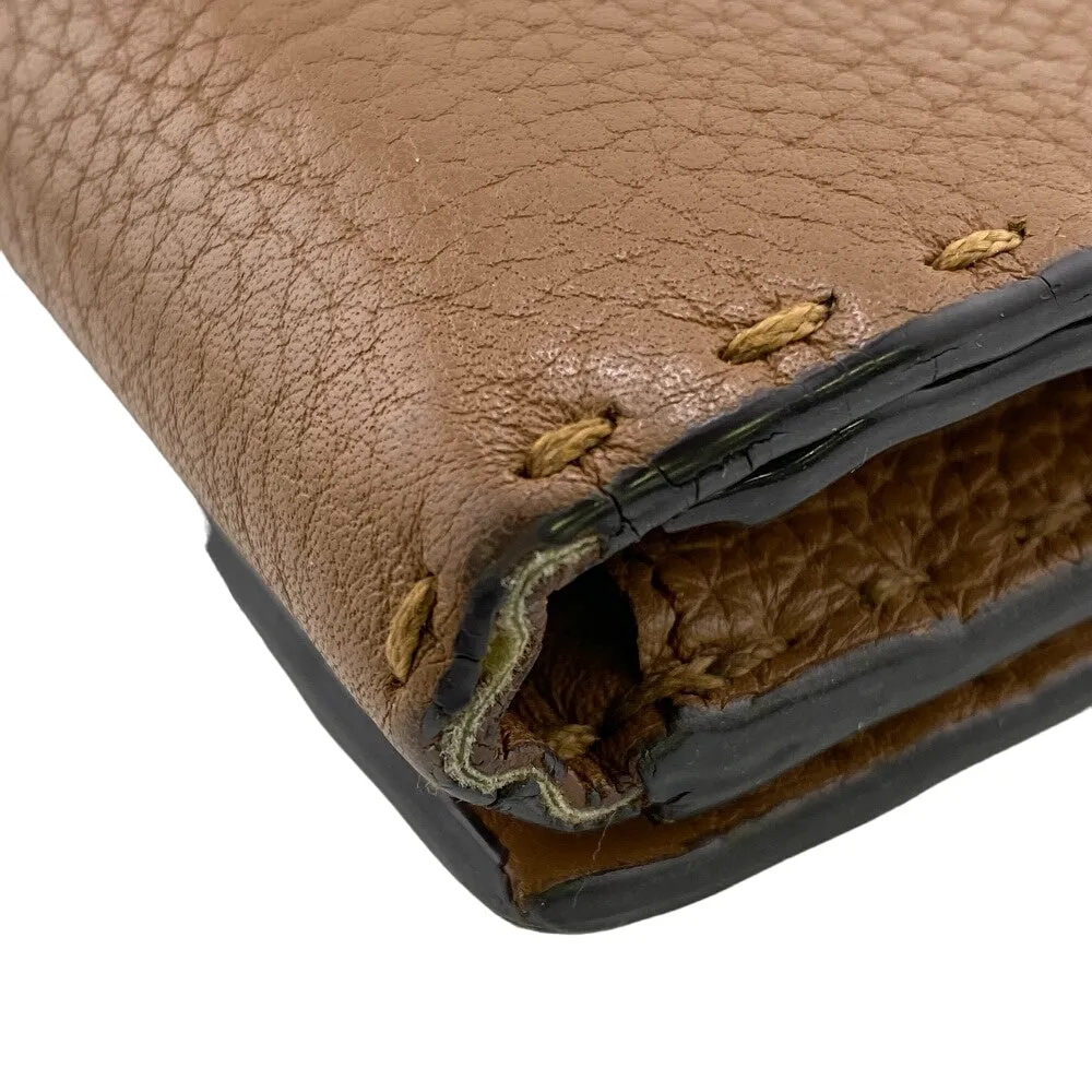 FENDI Long Wallet Purse 8M0308 leather Brown Celeria Peekaboo Women Used