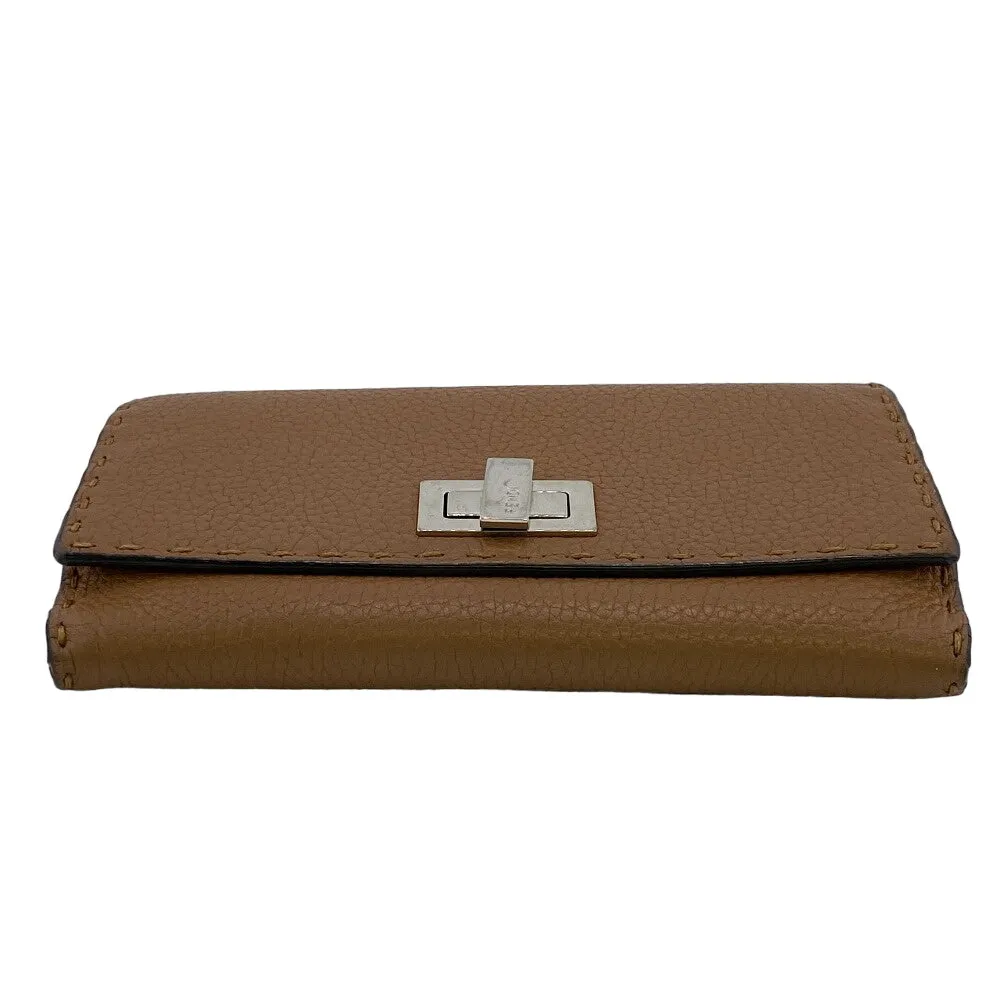 FENDI Long Wallet Purse 8M0308 leather Brown Celeria Peekaboo Women Used