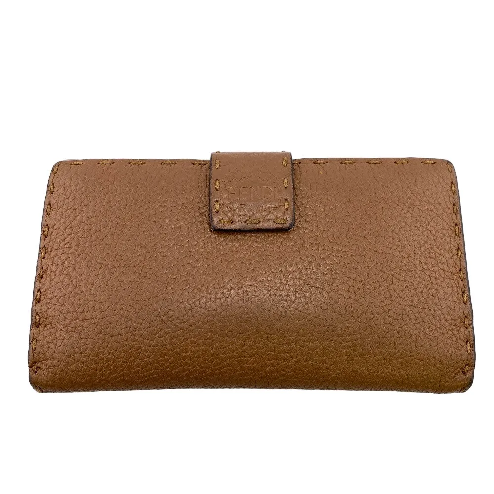FENDI Long Wallet Purse 8M0308 leather Brown Celeria Peekaboo Women Used