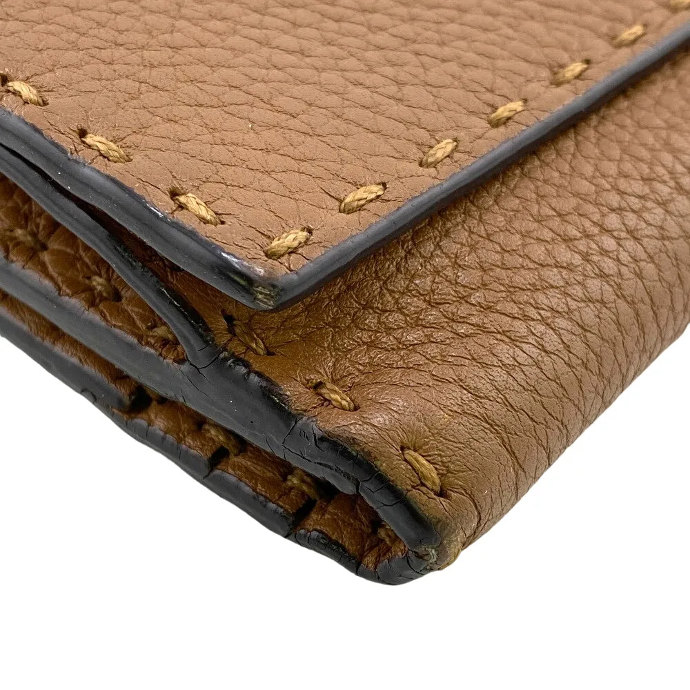 FENDI Long Wallet Purse 8M0308 leather Brown Celeria Peekaboo Women Used