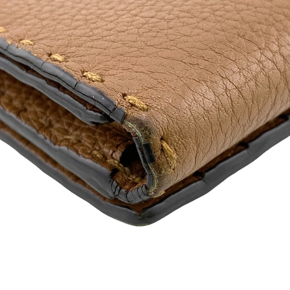 FENDI Long Wallet Purse 8M0308 leather Brown Celeria Peekaboo Women Used