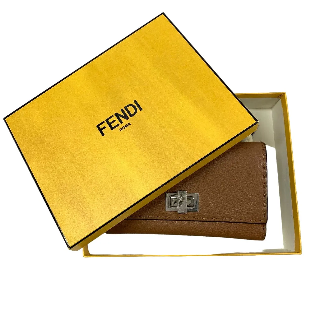 FENDI Long Wallet Purse 8M0308 leather Brown Celeria Peekaboo Women Used