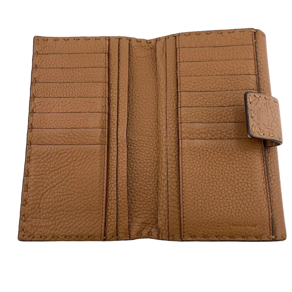 FENDI Long Wallet Purse 8M0308 leather Brown Celeria Peekaboo Women Used
