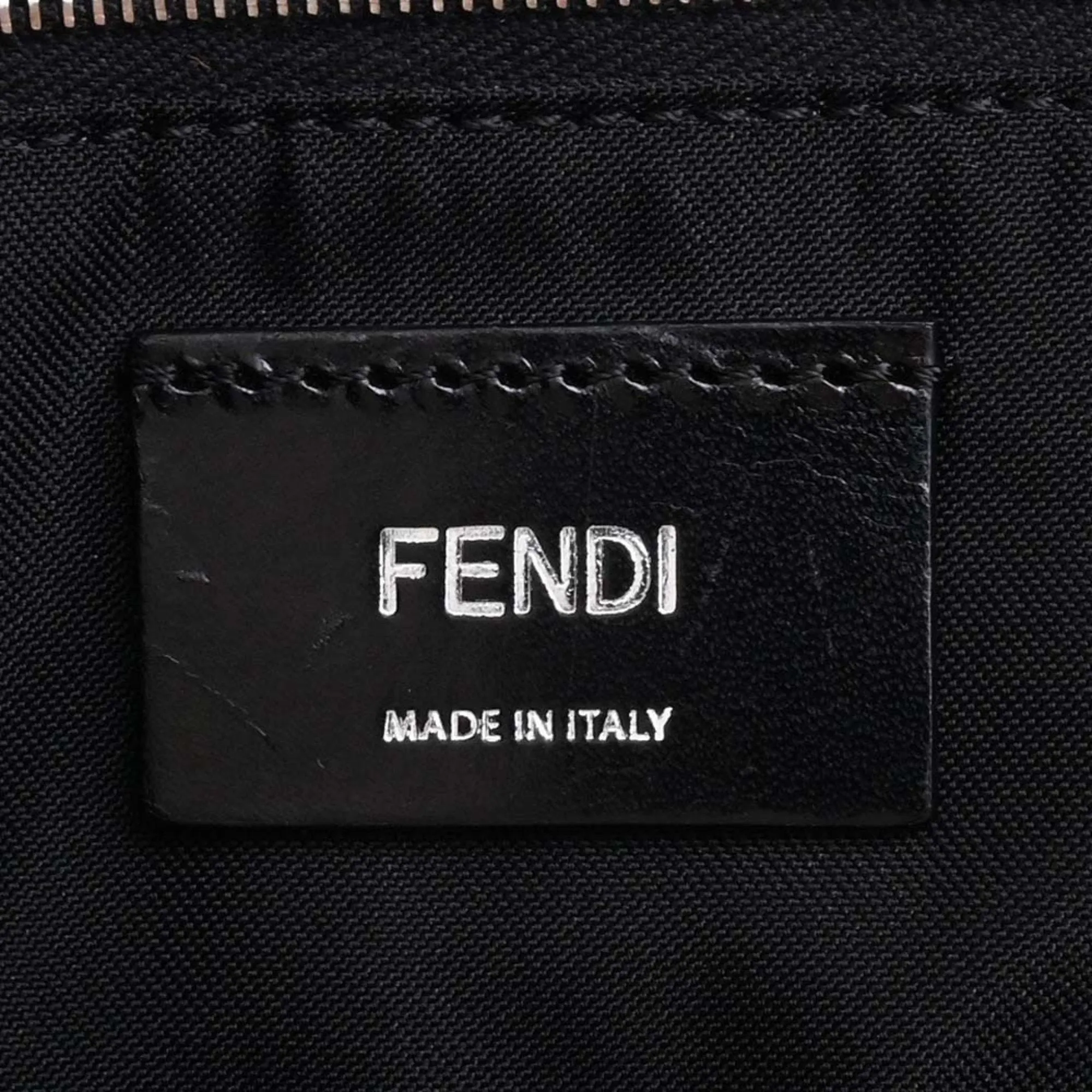 FENDI Polyamide Leather Zucca Pattern Rucksack Handbag Black Men's