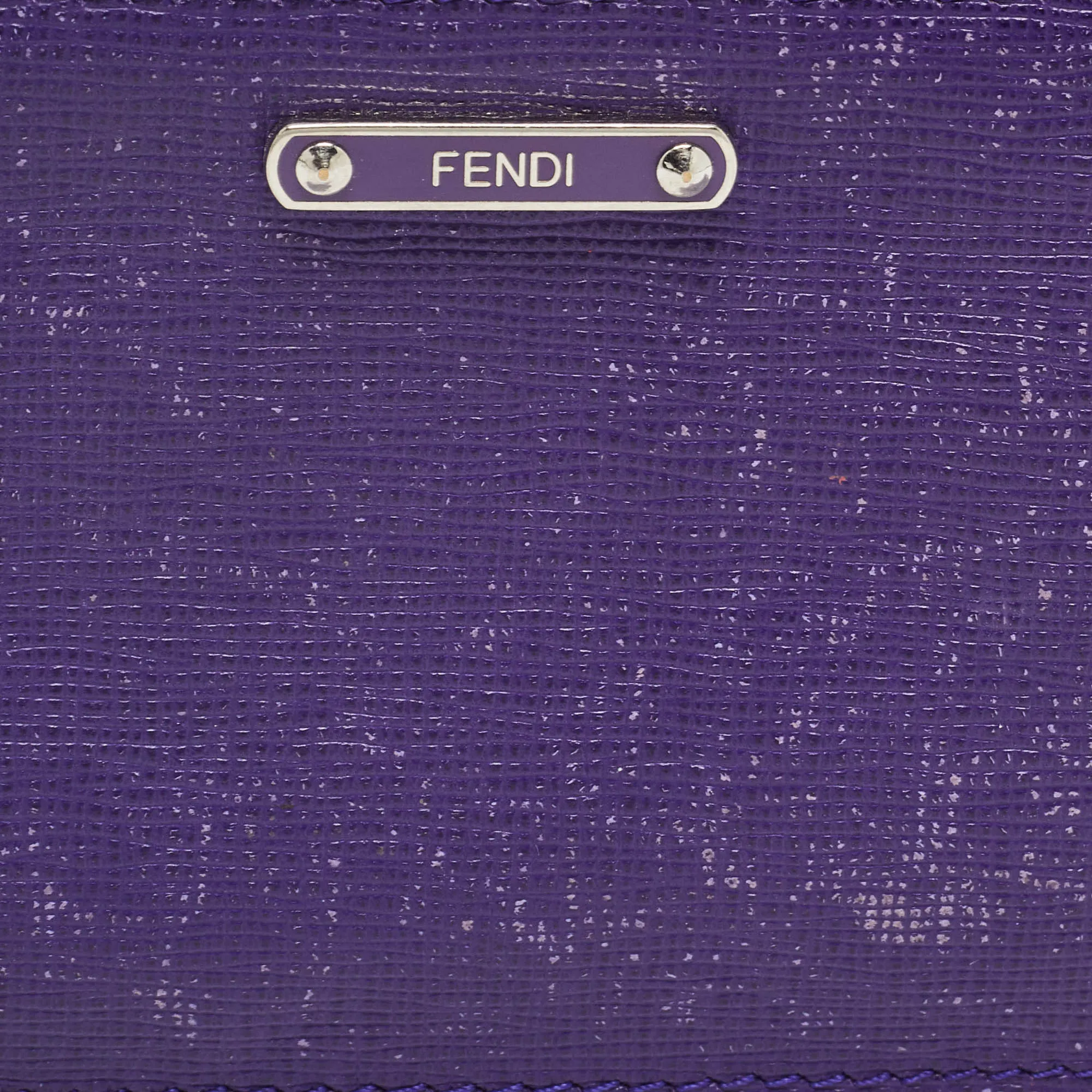 Fendi Purple/grey Leather Zip Coin Pouch