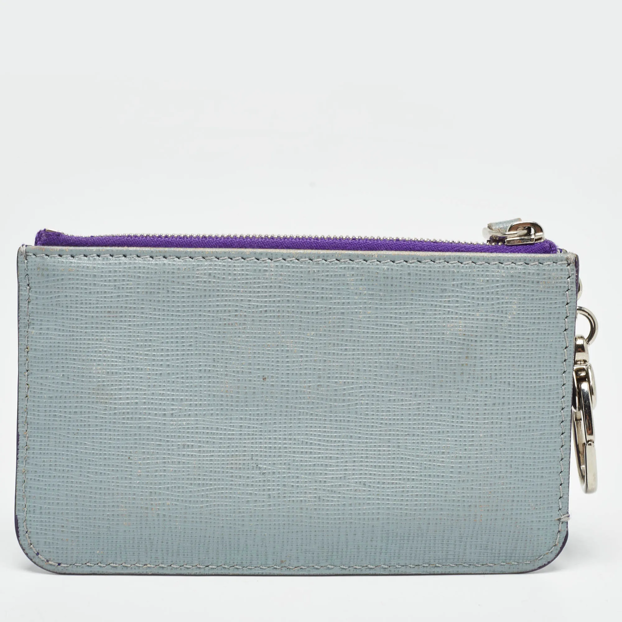 Fendi Purple/grey Leather Zip Coin Pouch