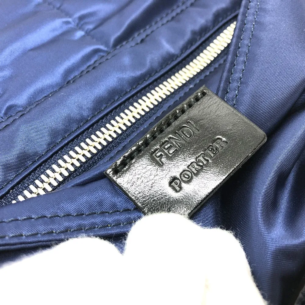 FENDI Shoulder Bag 7VA472 Nylon Navy PORTER collaboration baguette Women Used