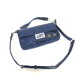 FENDI Shoulder Bag 7VA472 Nylon Navy PORTER collaboration baguette Women Used