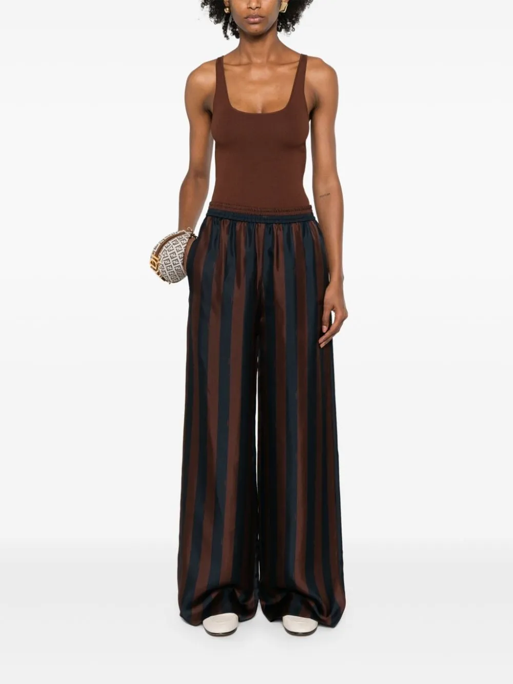 FENDI Silk Striped Trousers for Women - SS24 Collection