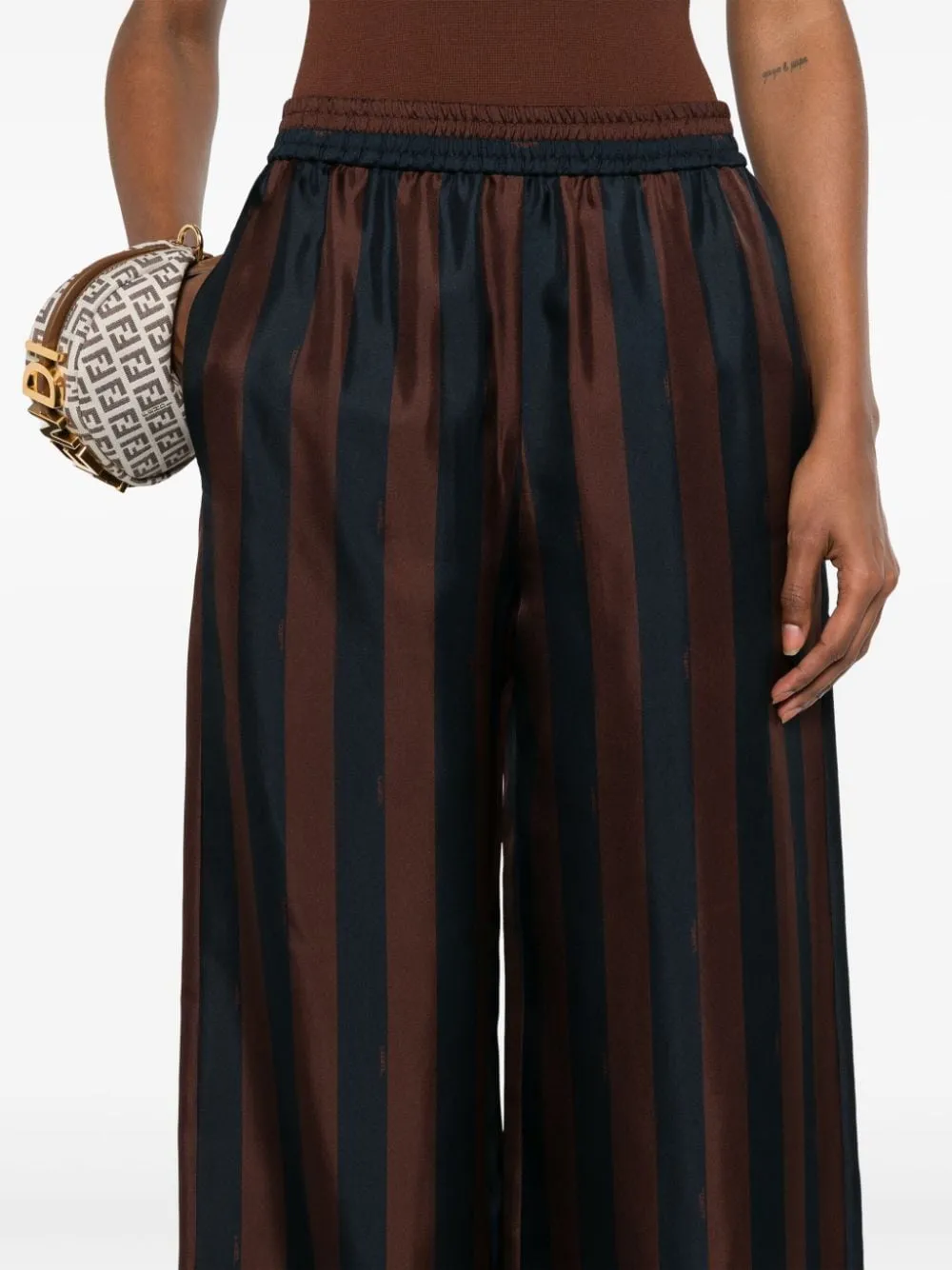 FENDI Silk Striped Trousers for Women - SS24 Collection