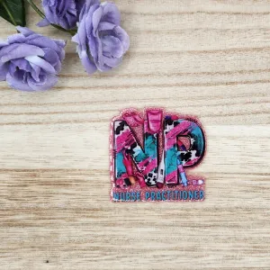 Flatback-NP Nurse Practitioner (Pink Glitter)