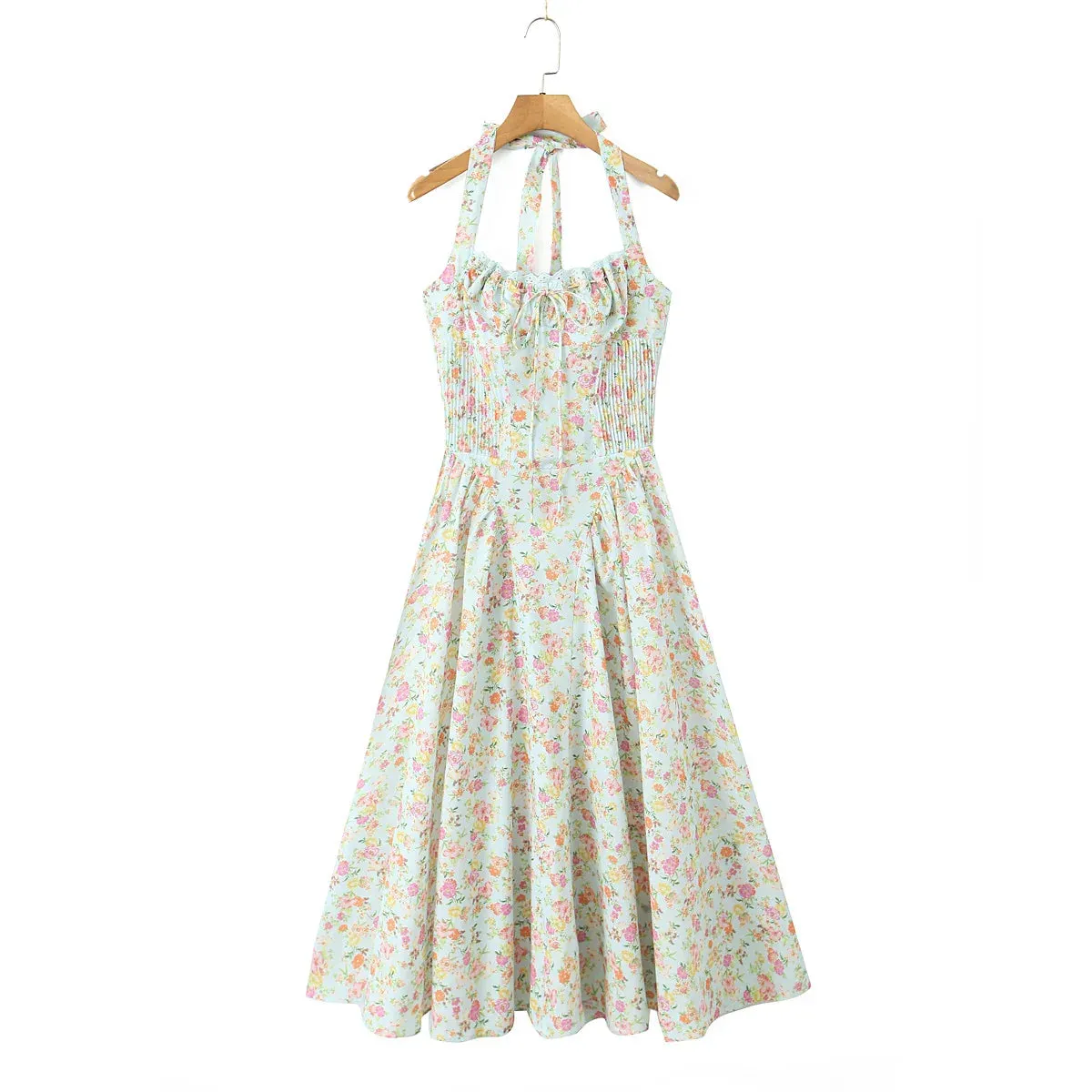 Floral Print Stylish Corset Midi Dress