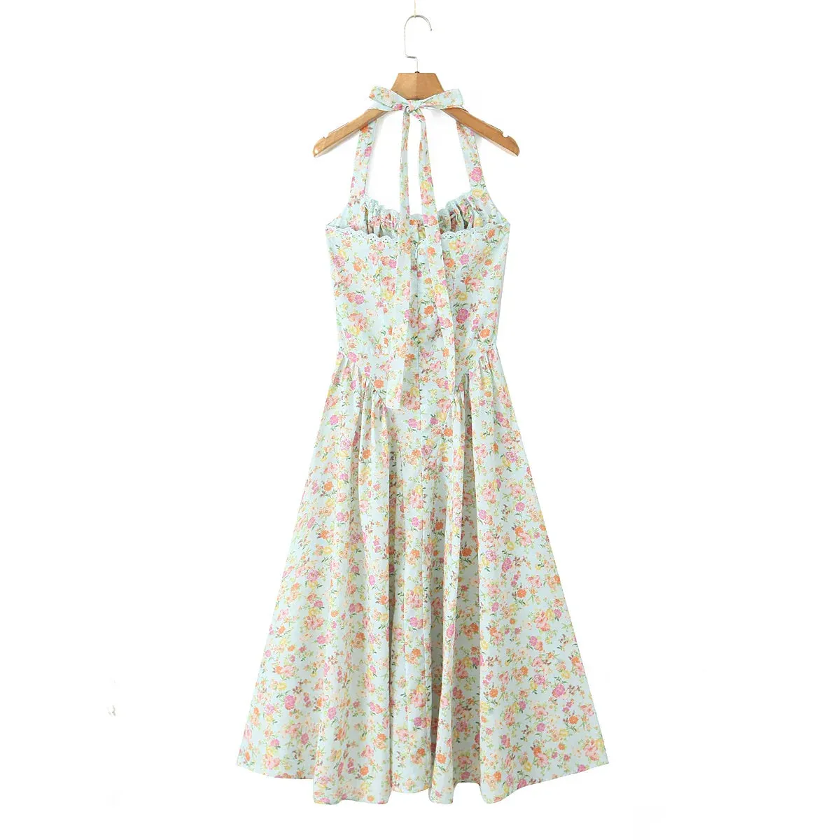 Floral Print Stylish Corset Midi Dress