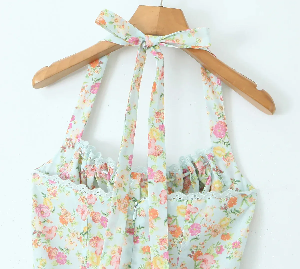 Floral Print Stylish Corset Midi Dress