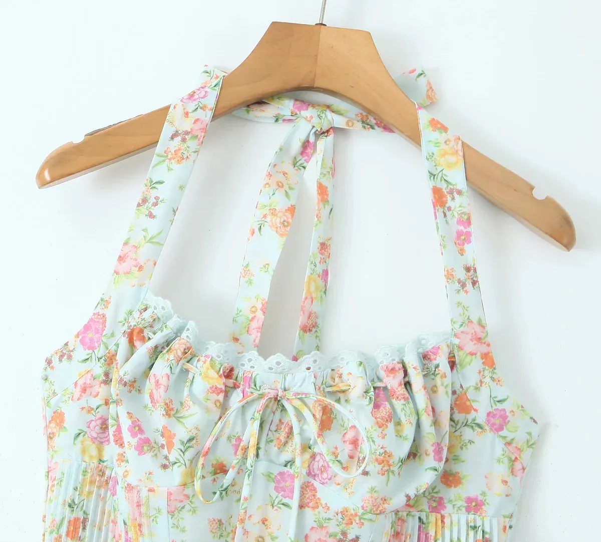 Floral Print Stylish Corset Midi Dress
