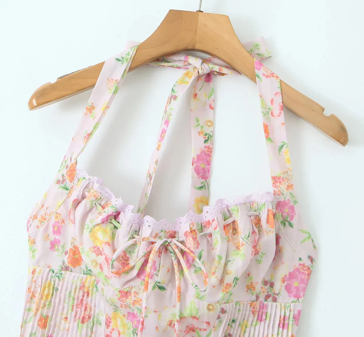 Floral Print Stylish Corset Midi Dress