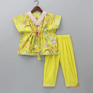 Floral Printed Stylish Kaftan And Pant