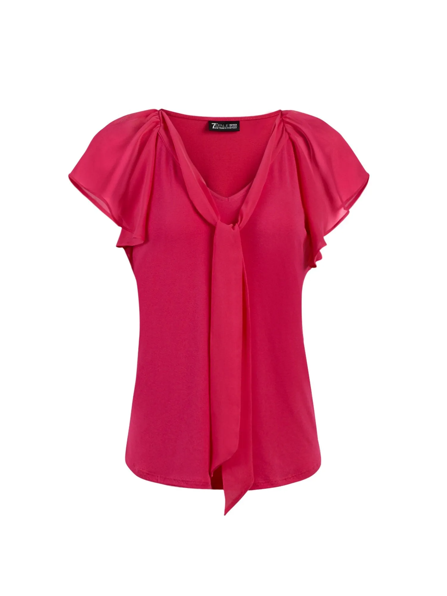 Flutter-Sleeve Tie-Front Top - 7th Avenue