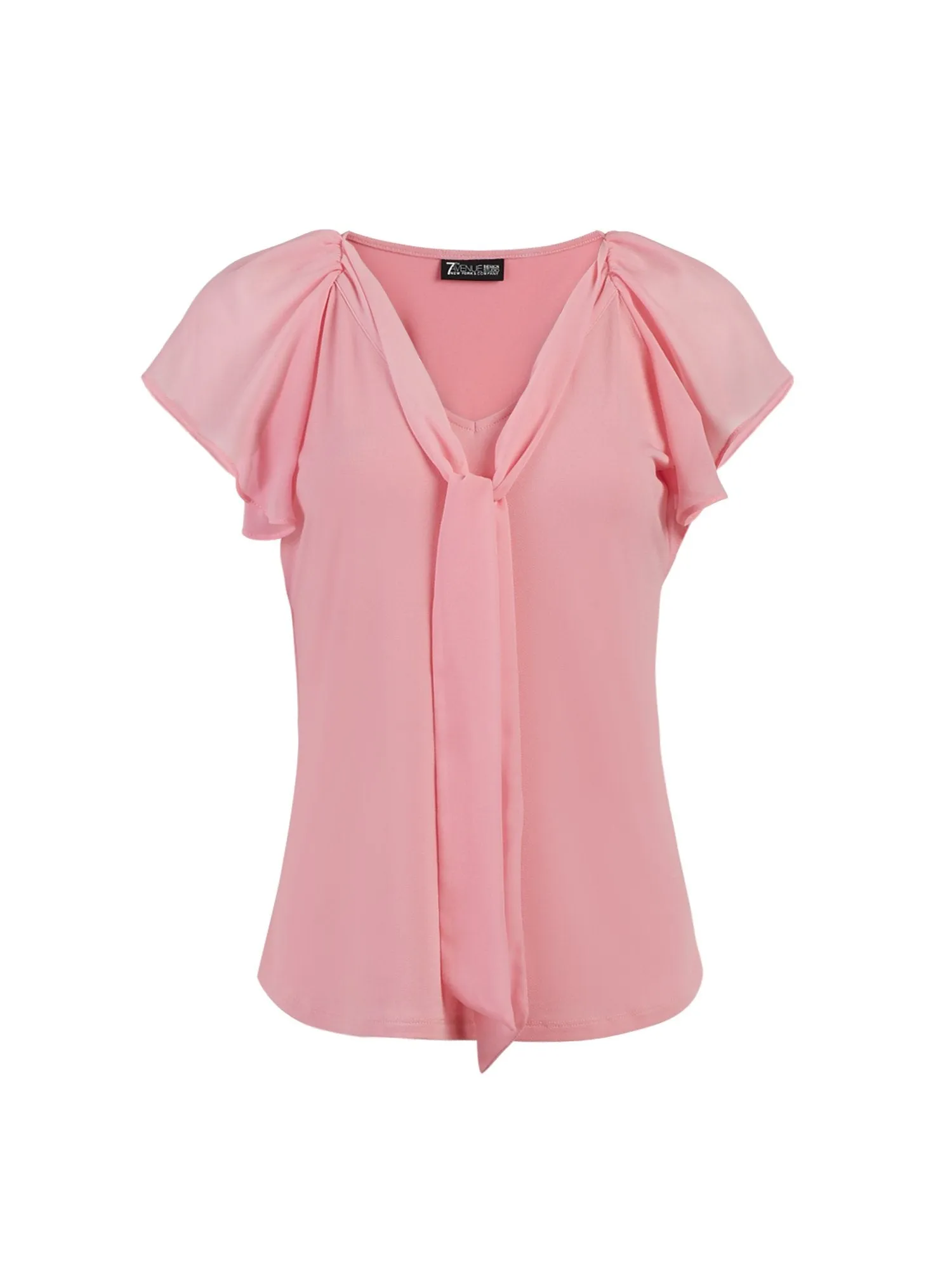 Flutter-Sleeve Tie-Front Top - 7th Avenue