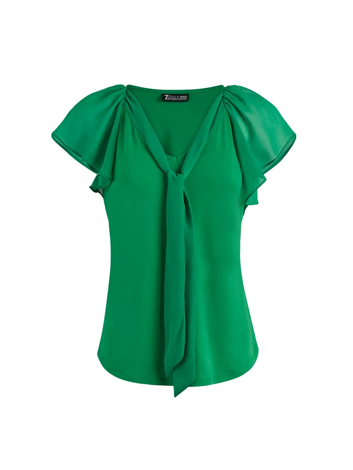 Flutter-Sleeve Tie-Front Top - 7th Avenue