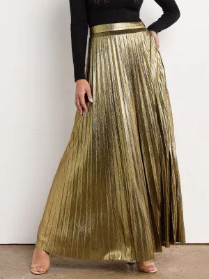 Flying Tomato Pleated Metallic Maxi Skirt - Brands We Love