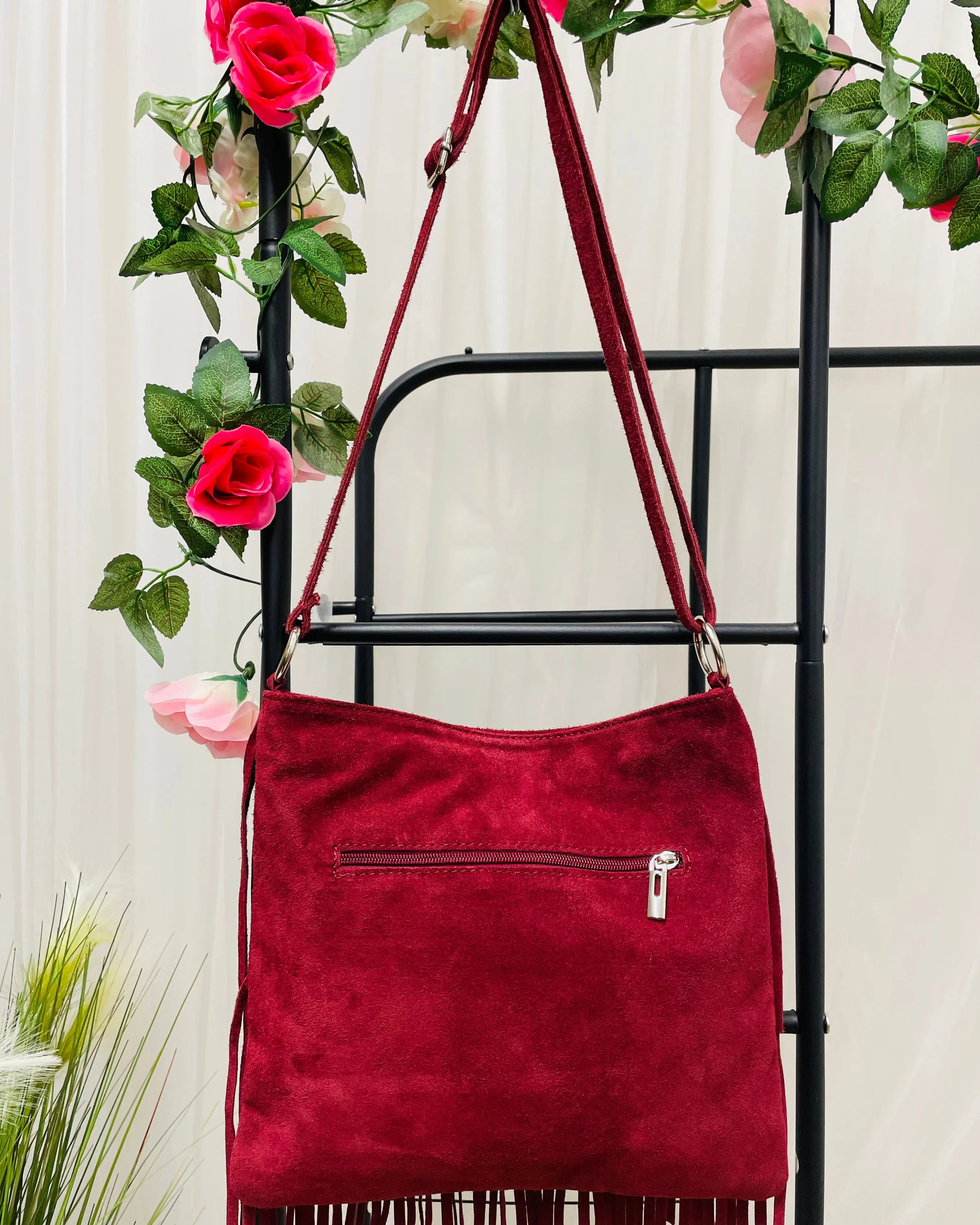 Freya Suede Leather Fringe Bag