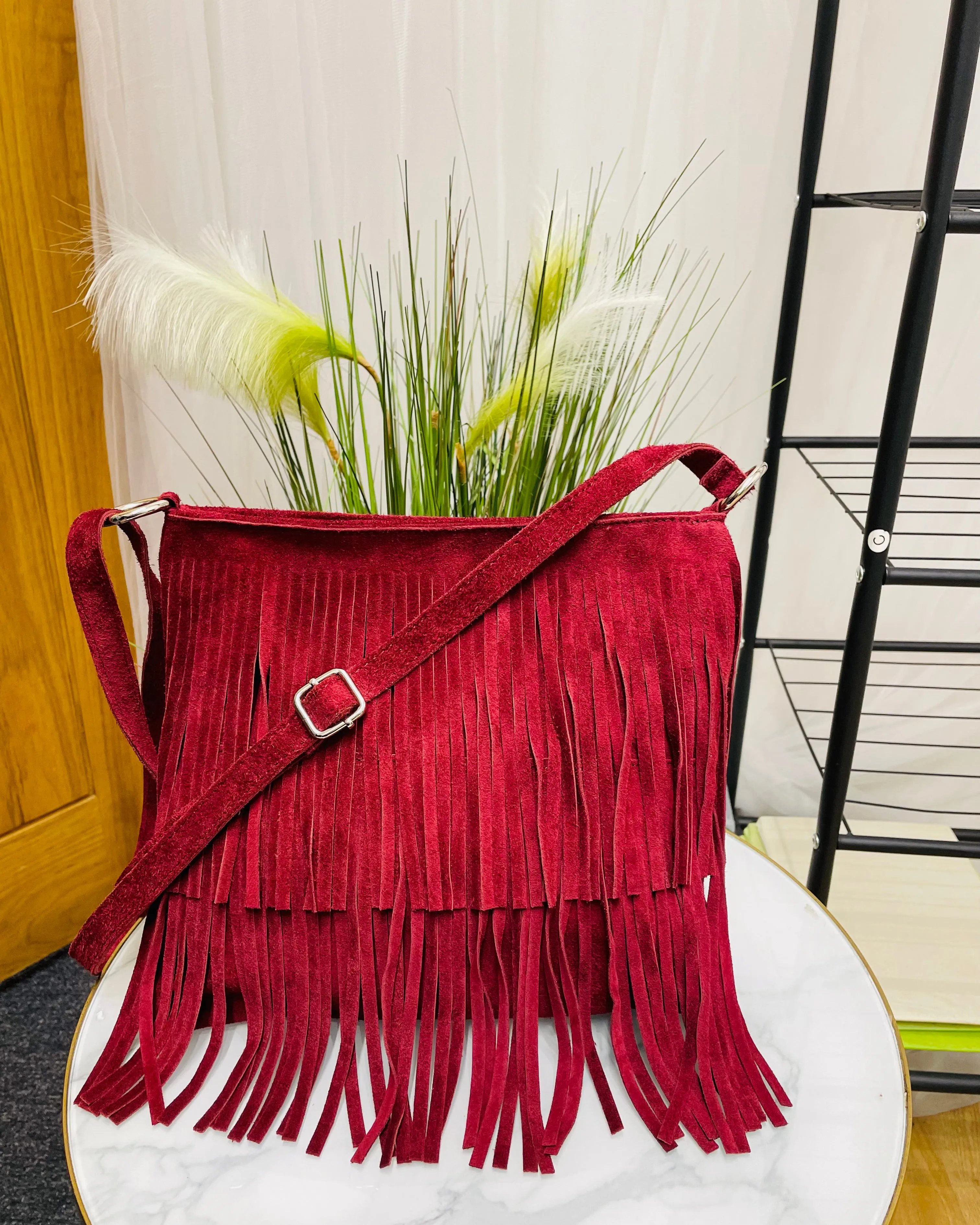 Freya Suede Leather Fringe Bag