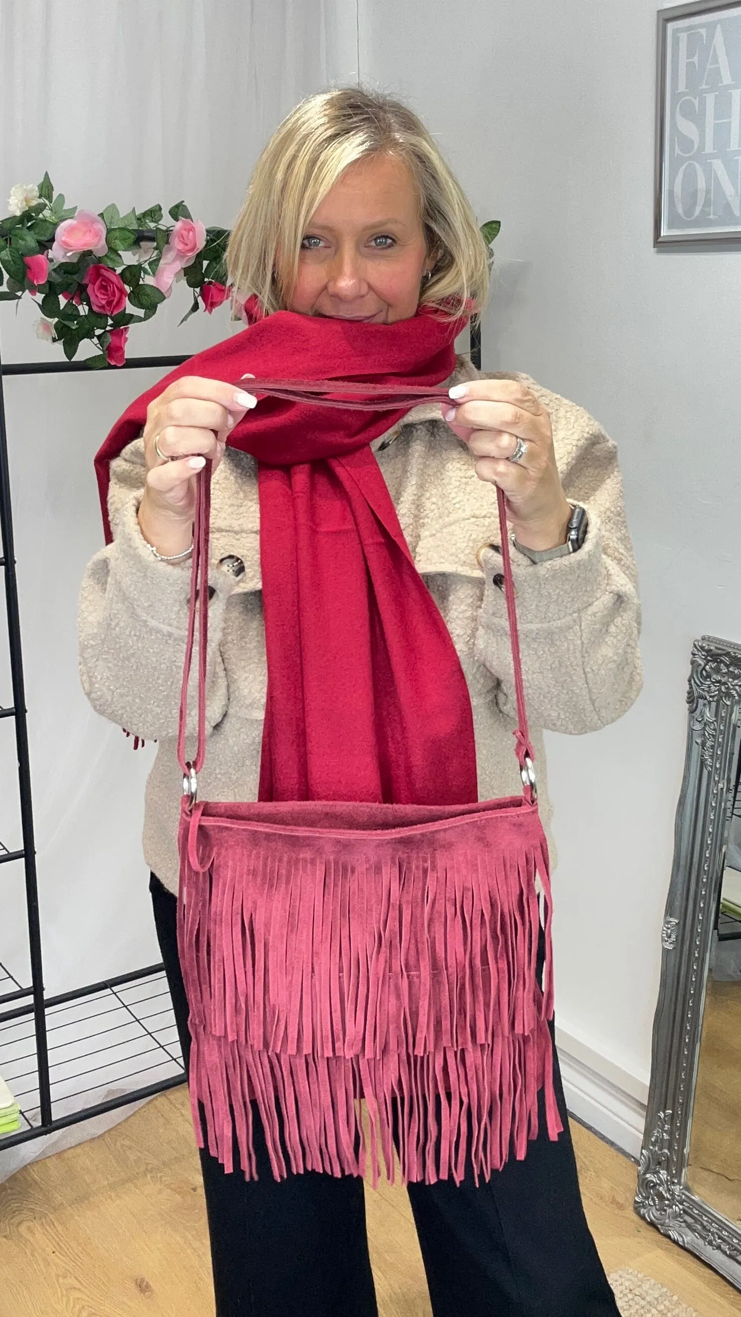 Freya Suede Leather Fringe Bag