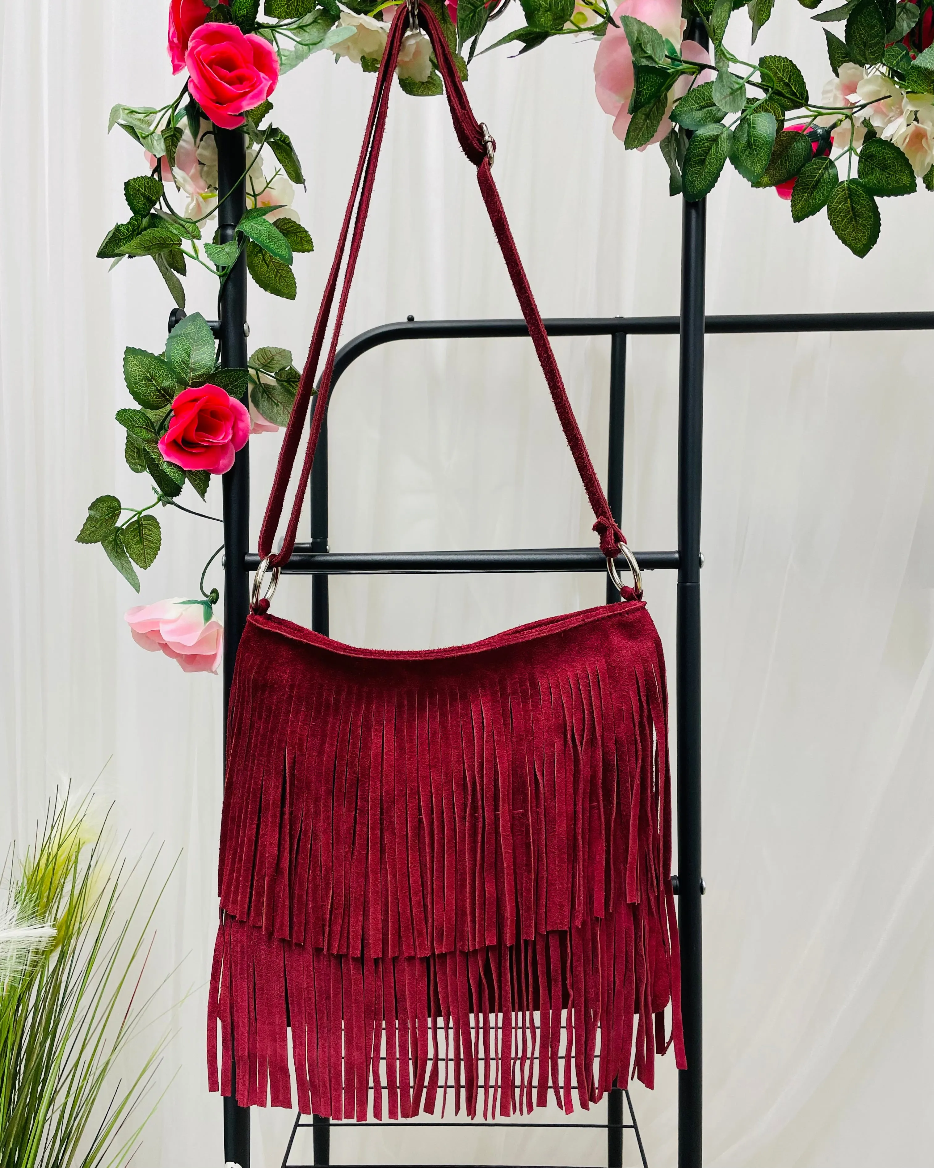 Freya Suede Leather Fringe Bag