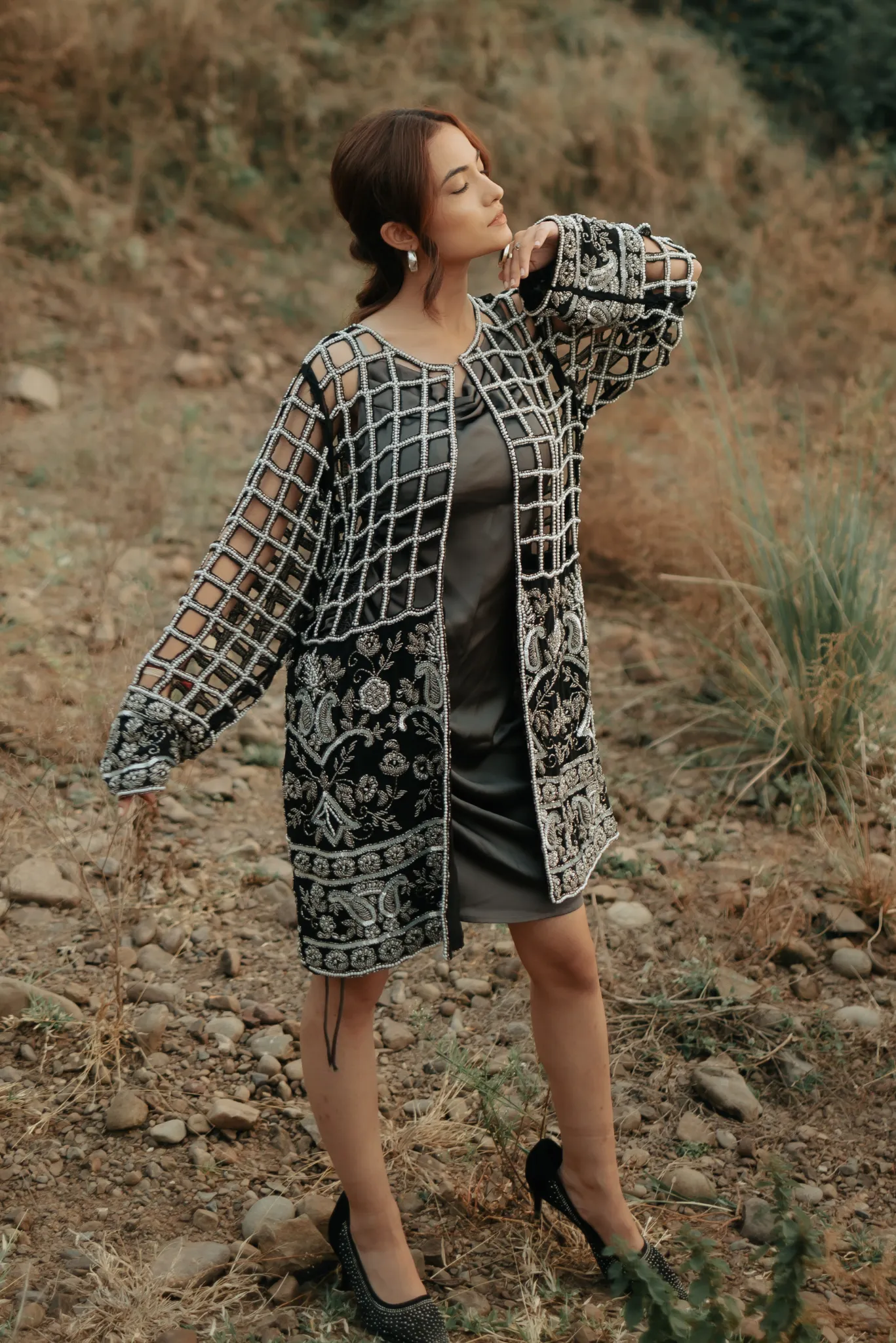 Fusion Hand Embroidered Cut work Jacket