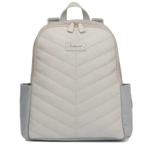 Gabby Backpack Nappy Bag with Vegan Faux Leather - Pale Grey