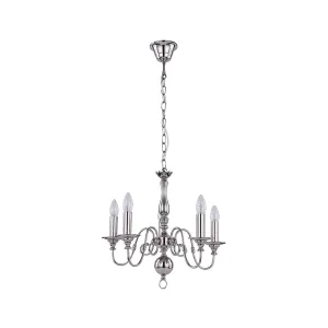 Ganeed 5 Light Satin Chrome Traditional Industrial Chandelier