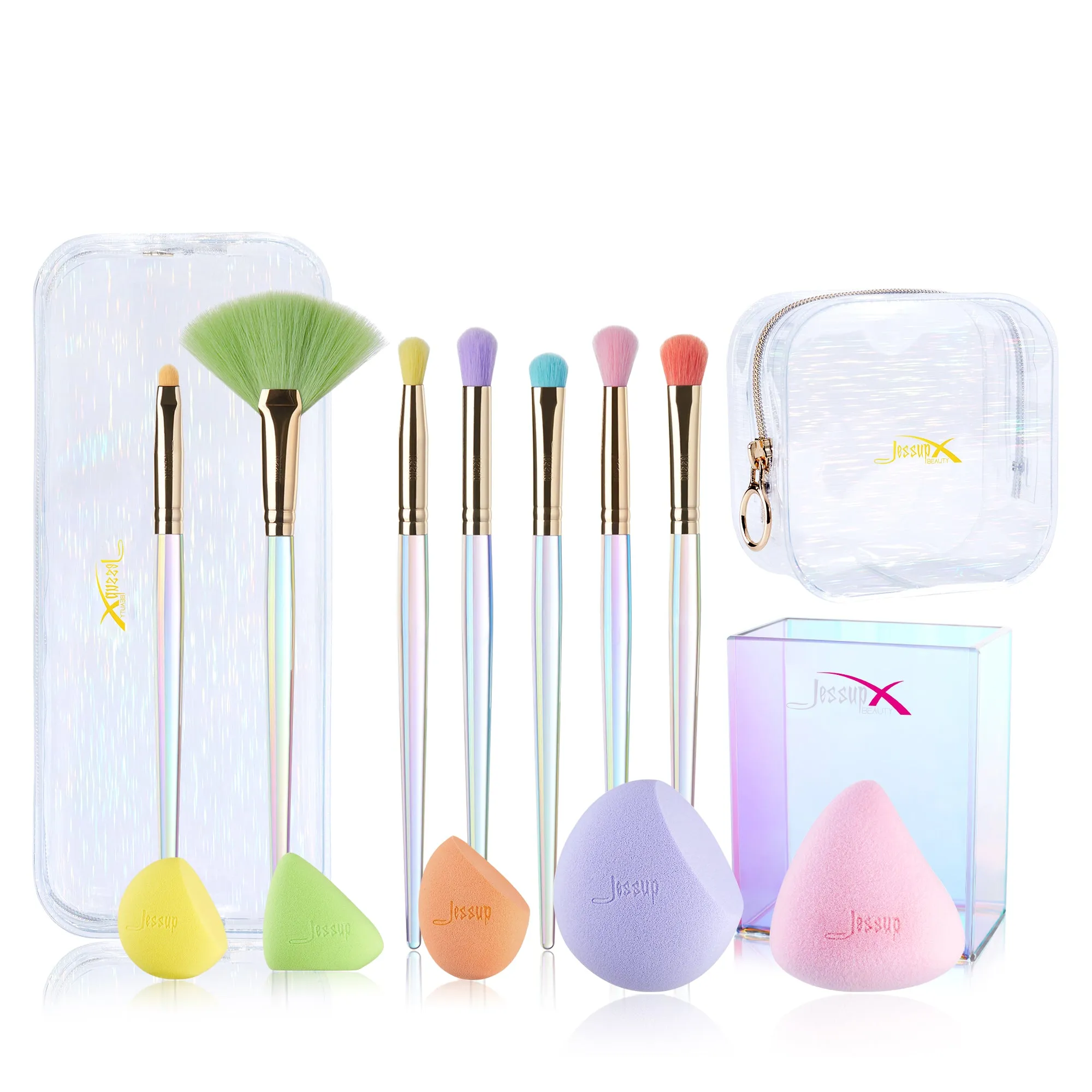 Gift Set Colorful Brushes with Sponges   Case   Bag T319