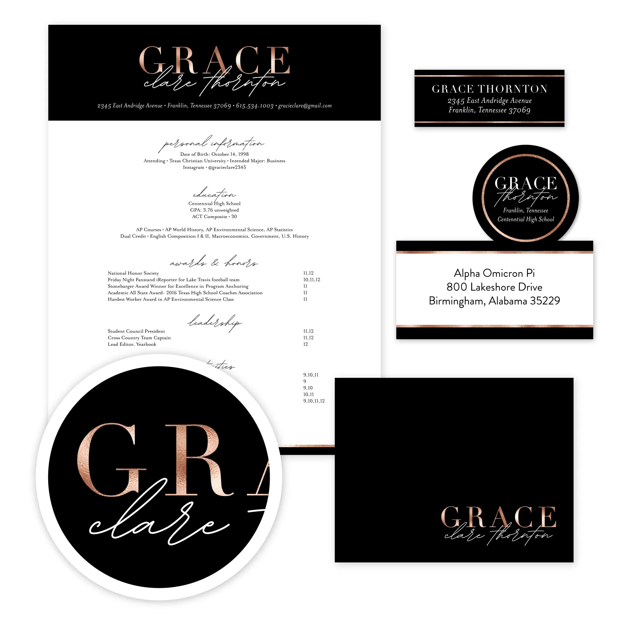 Glamour Complete Sorority Packet