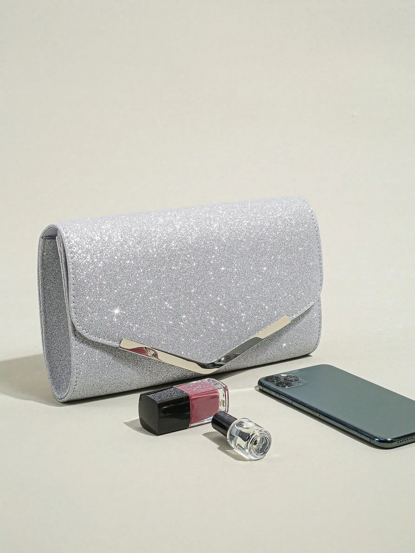 Glitter Clutch Purse Evening Envelope Handbag With Detachable Chain Strap