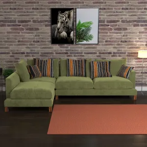 Glorious Green Pastel Coloured with Premium Comfort L Shaped 4 Seater Sofa Set for Home