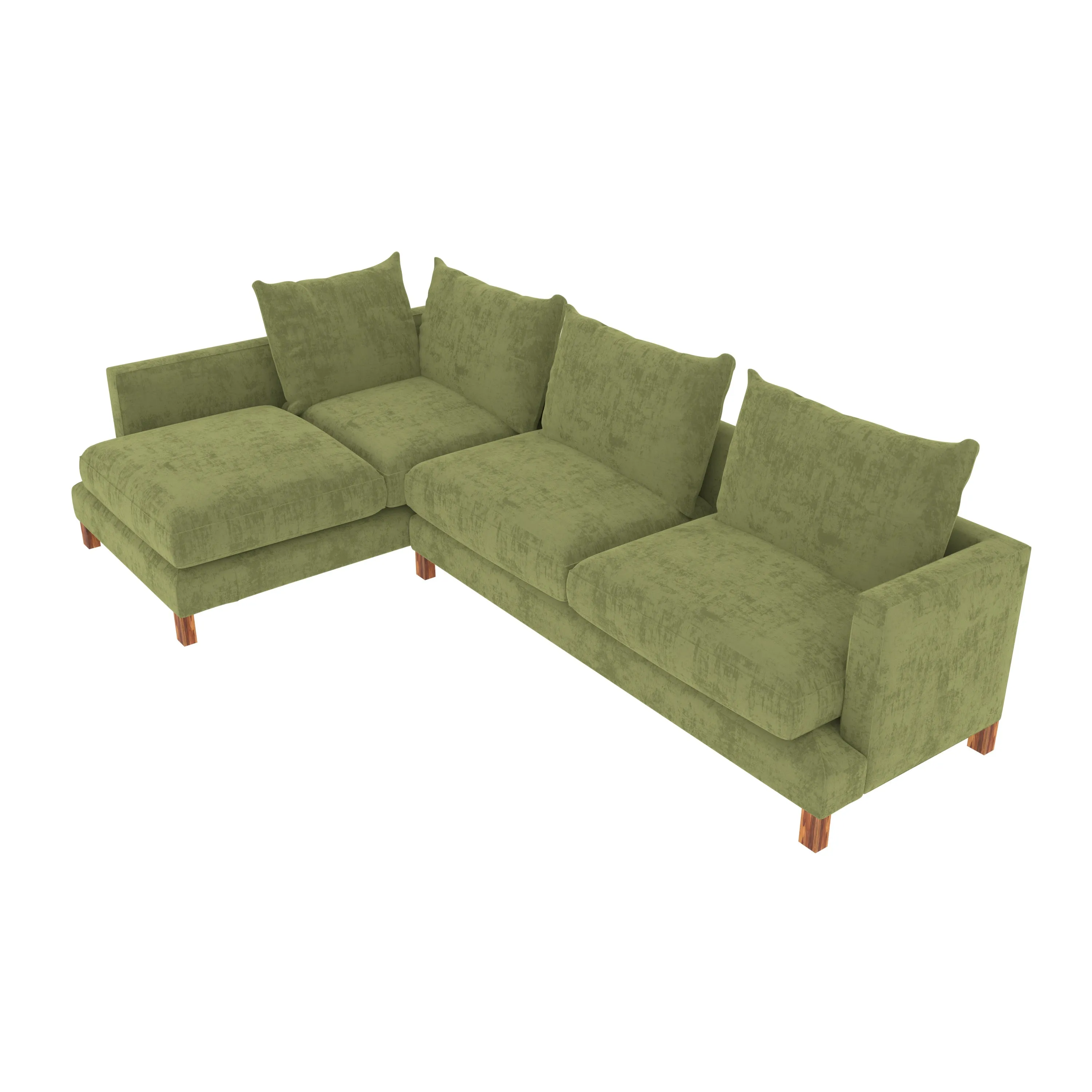 Glorious Green Pastel Coloured with Premium Comfort L Shaped 4 Seater Sofa Set for Home