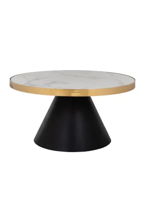 Gold Framed Marble Pedestal Coffee Table | OROA Odin