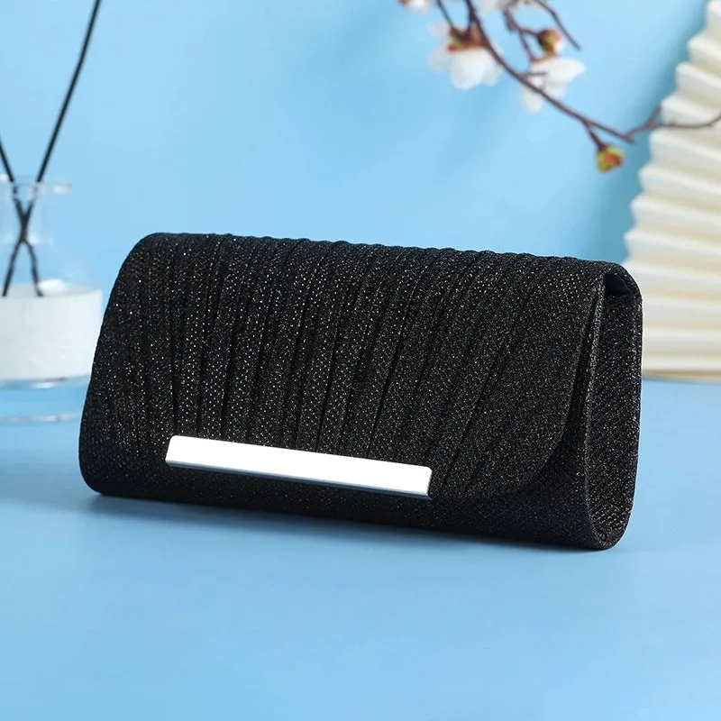 Gold Silver Black Polyester Marble Square Evening Bags
