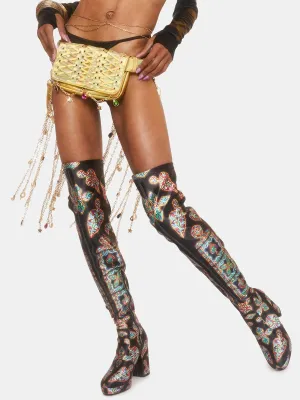 Golden Dancehall Diva Fringe Belt Bag