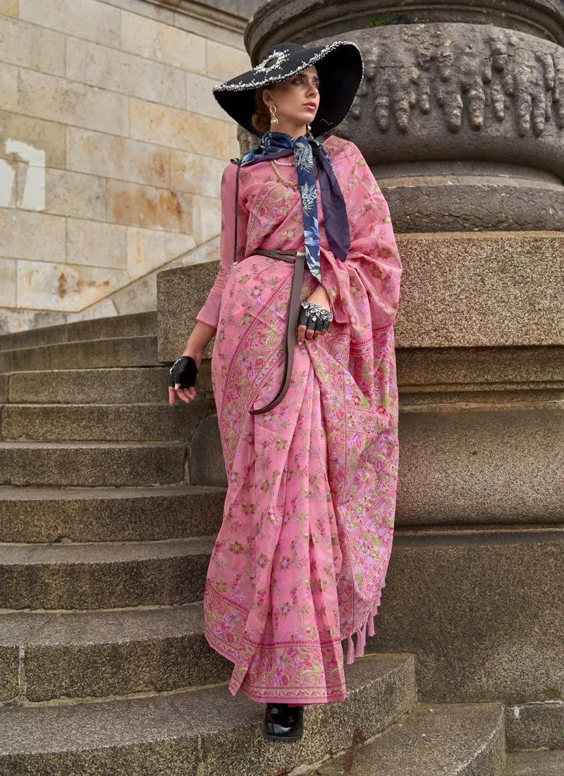 Graceful Handloom Organza Saree with Matching Blouse