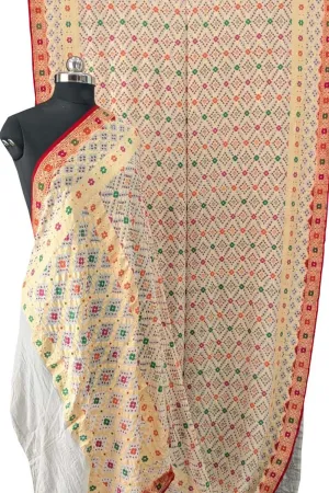 Graceful Off White Banarasi Bandhani Saree