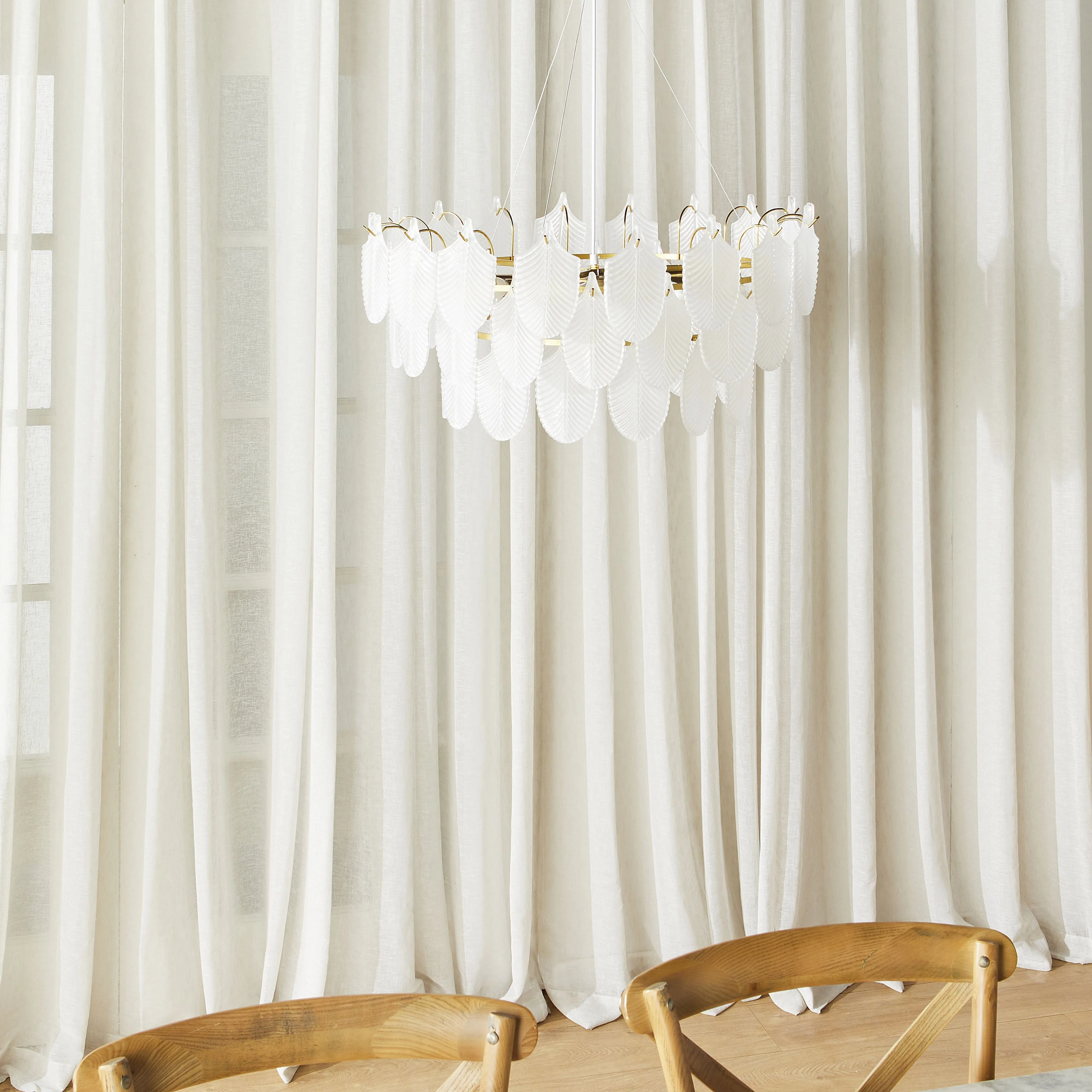 Greta Glass Leaf 11 Light Pendant 21x75cm