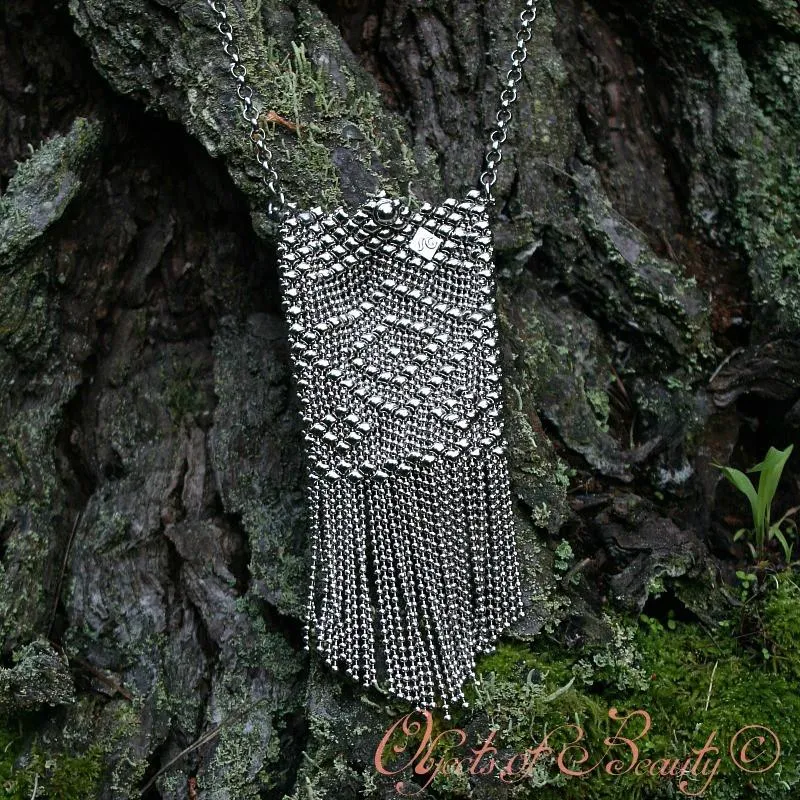 Guinevere Fringe Mesh Bag | SG Liquid Silver