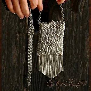 Guinevere Fringe Mesh Bag | SG Liquid Silver