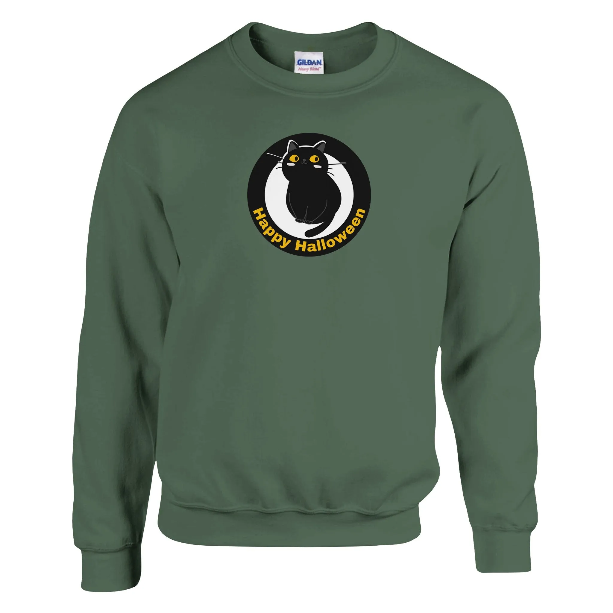 Happy Halloween Cat | Adult Unisex Crewneck Sweatshirt | Gildan® 18000