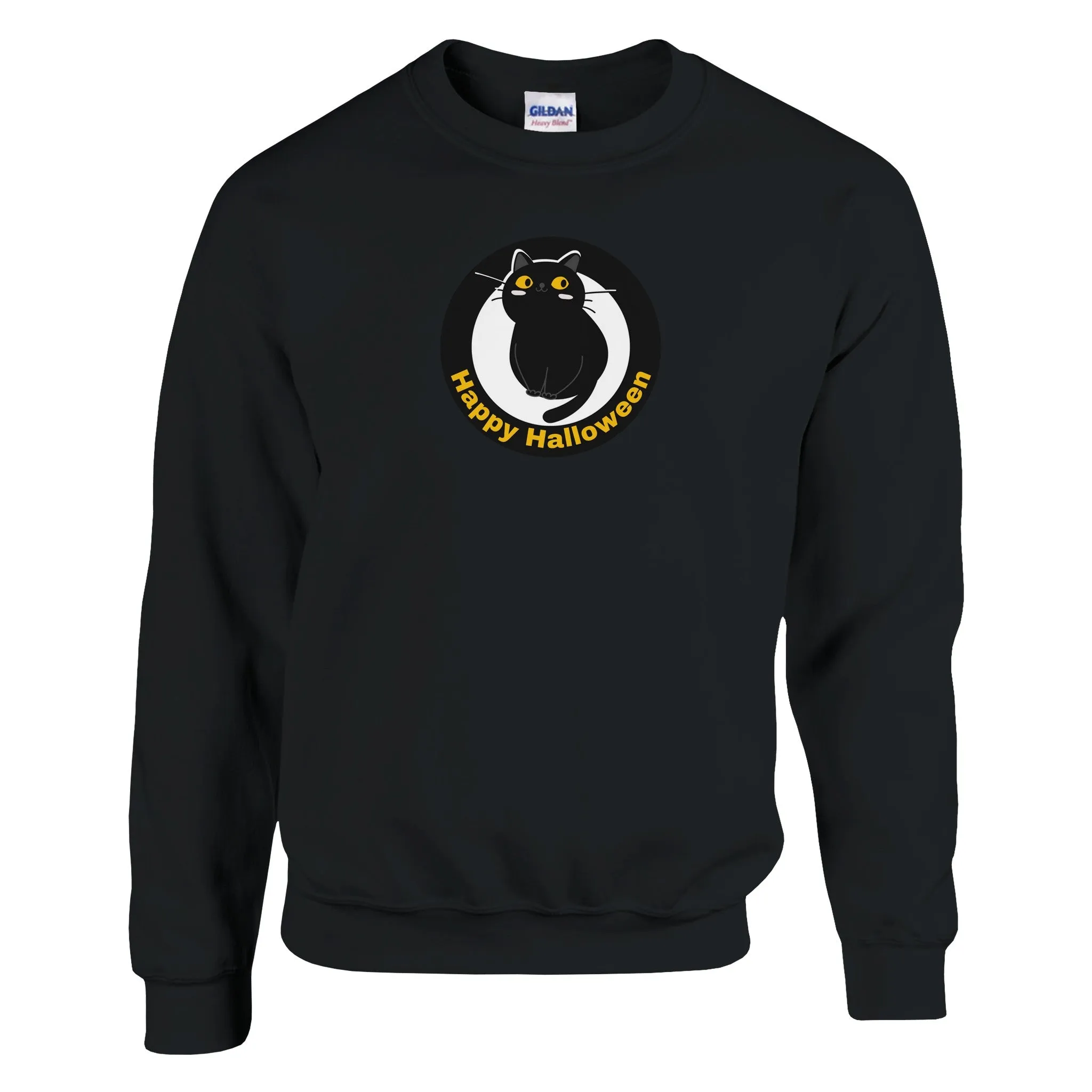 Happy Halloween Cat | Adult Unisex Crewneck Sweatshirt | Gildan® 18000