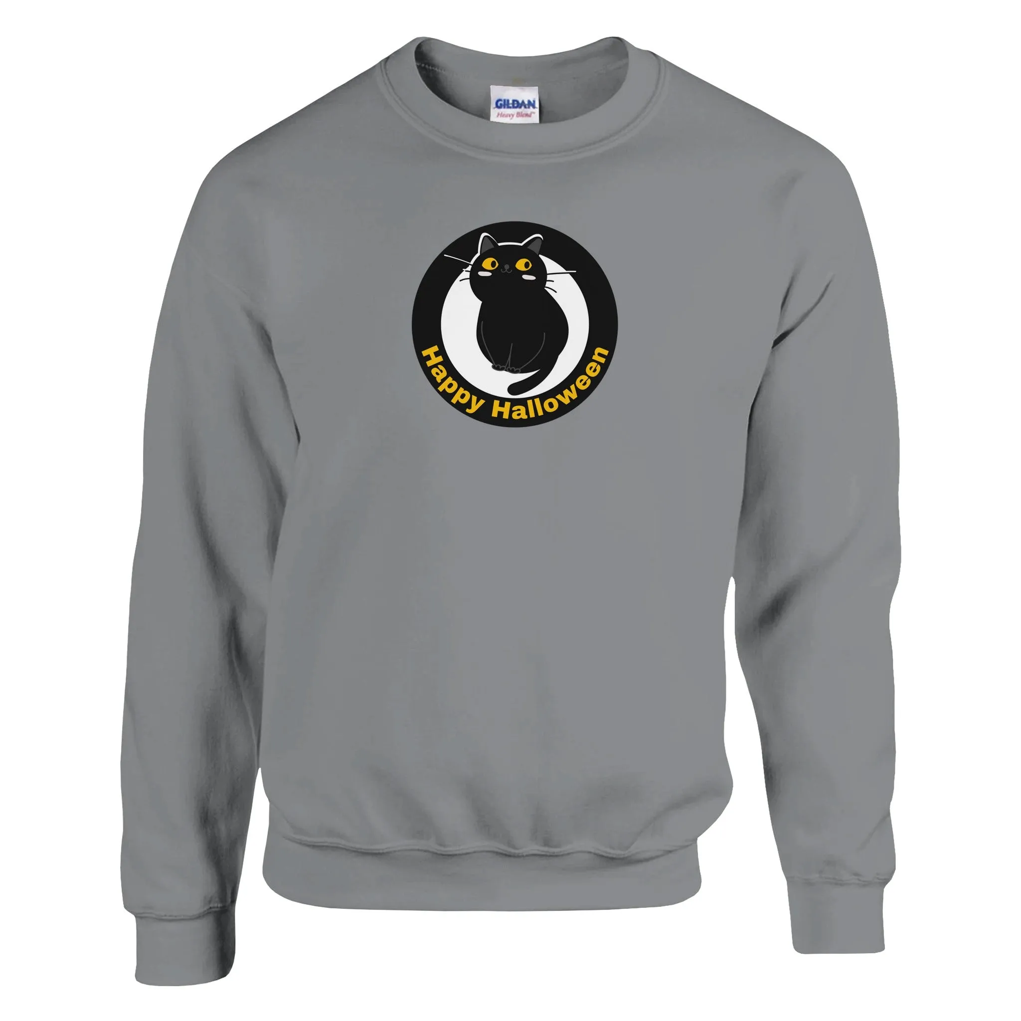 Happy Halloween Cat | Adult Unisex Crewneck Sweatshirt | Gildan® 18000