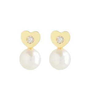 Heart-Shaped Pearl Earrings