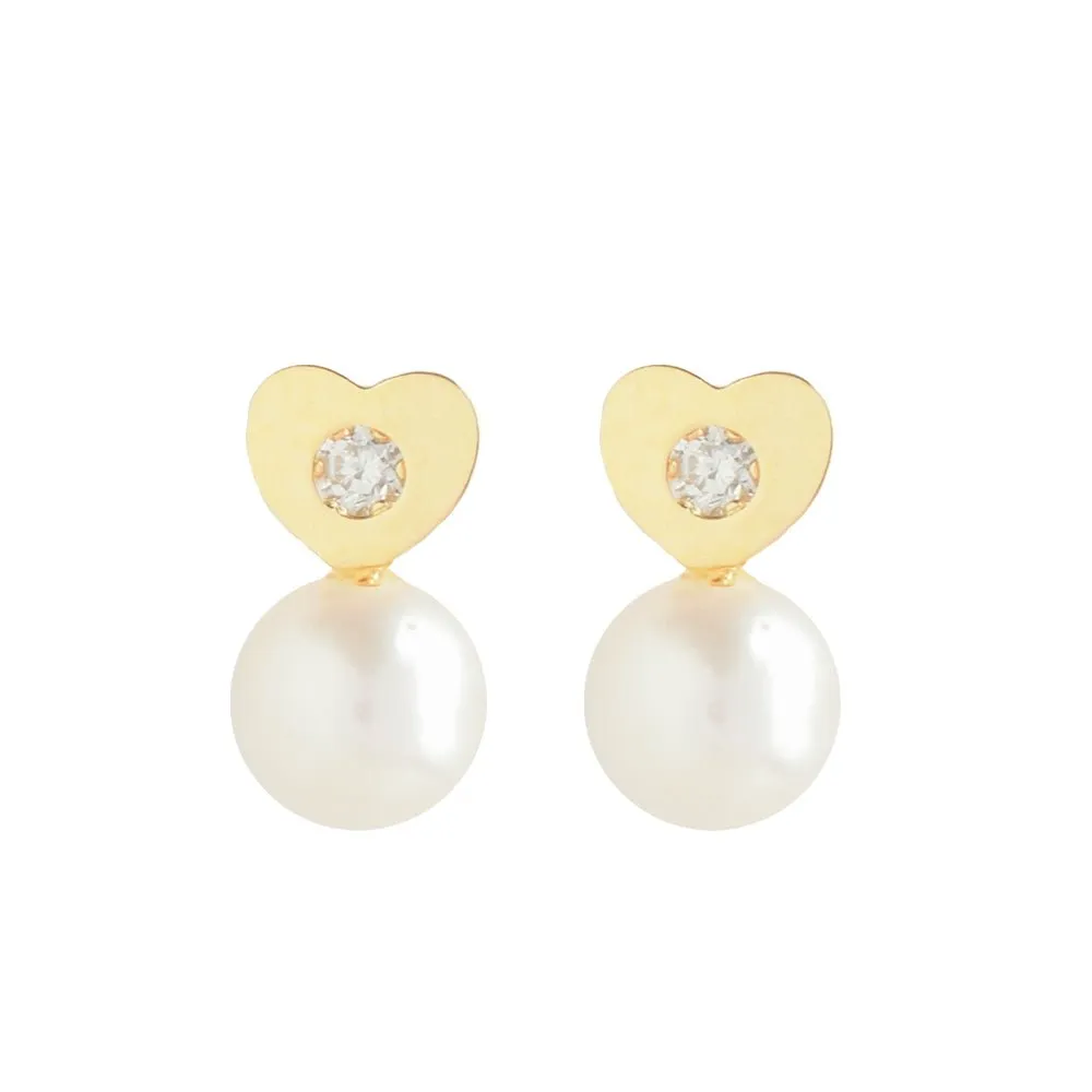 Heart-Shaped Pearl Earrings